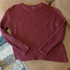 Nordstrom RXB Burgundy Cable Knit Crew Neck Pullover Sweater - SIZE M